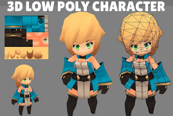 Model 2d, 3d low poly character, rigging for game asset, animation, rpg ...