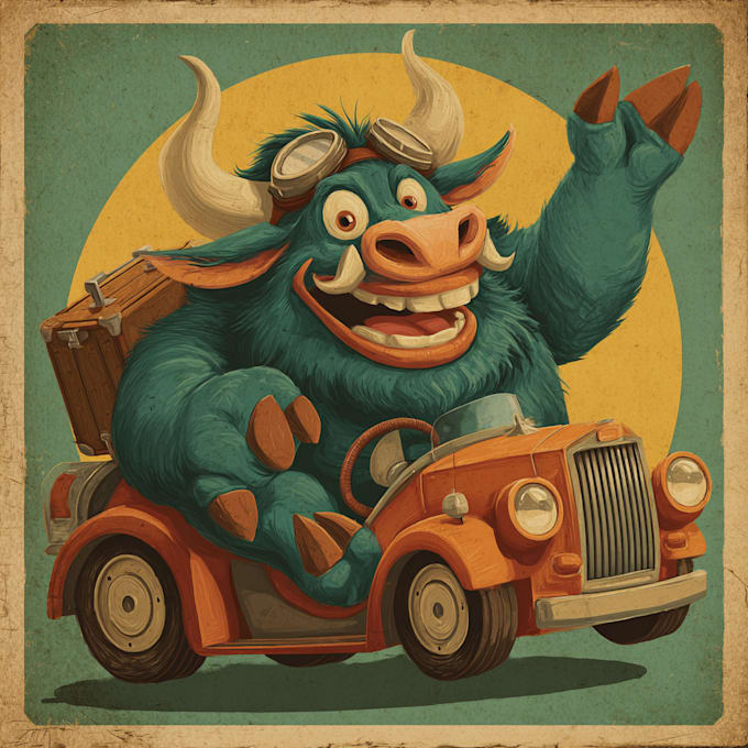 create vintage retro cartoon illustration mascot