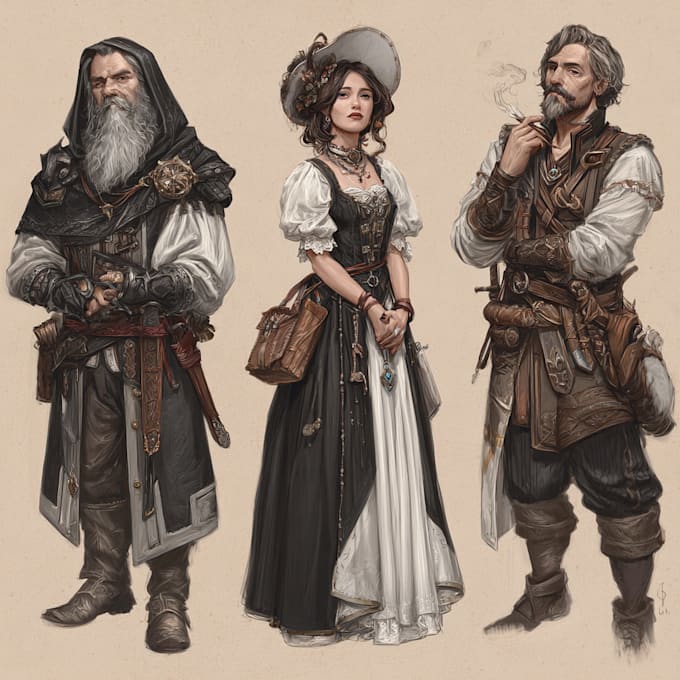 draw dnd character art, fantasy character illustration and concept art