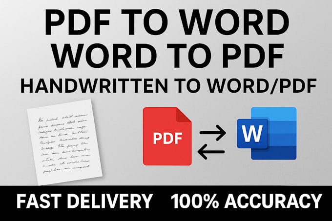 convert PDF to word, word to PDF and handwritten documents