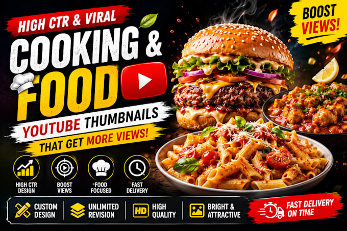 design high CTR viral cooking and food youtube thumbnails