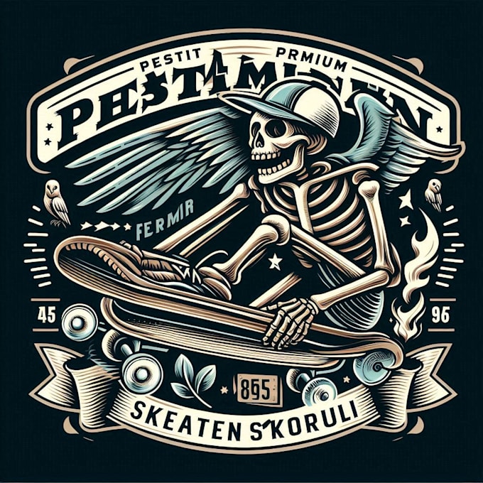 Design high quality skeleton riding skateboard logo with t shirt design ...