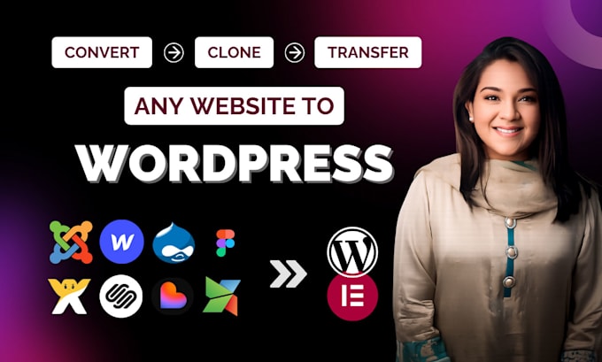 migrate or clone wix, squarespace, joomla, figma, webflow to wordpress