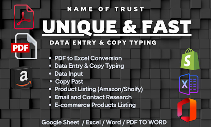 do fast data entry copy typing and excel work 100 accuracy