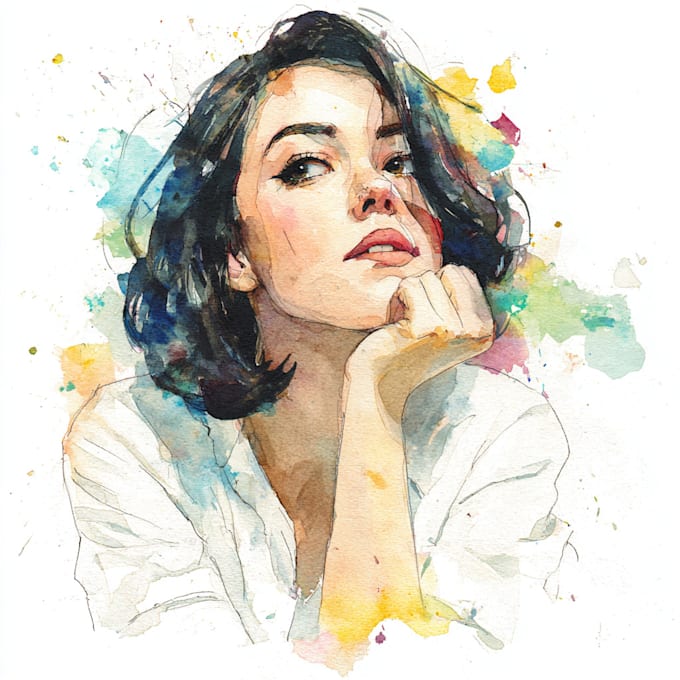 draw watercolor portrait illustration