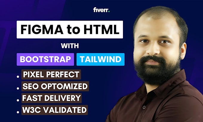 convert figma, PSD, xd, canva to HTML CSS or react with tailwind or bootstrap