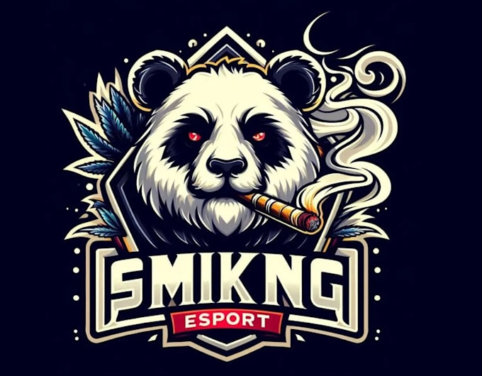 create high quality smoking panda esport logo