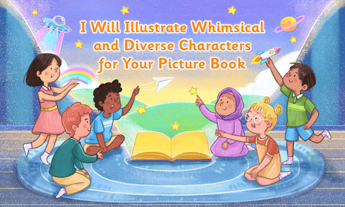 illustrate hand drawn diverse character illustrations for your picture book