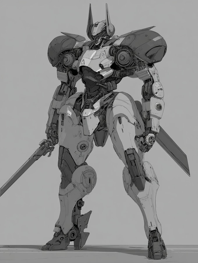 draw mecha robot armor character concept for you
