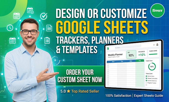 design or customize google sheets trackers, planners and templates