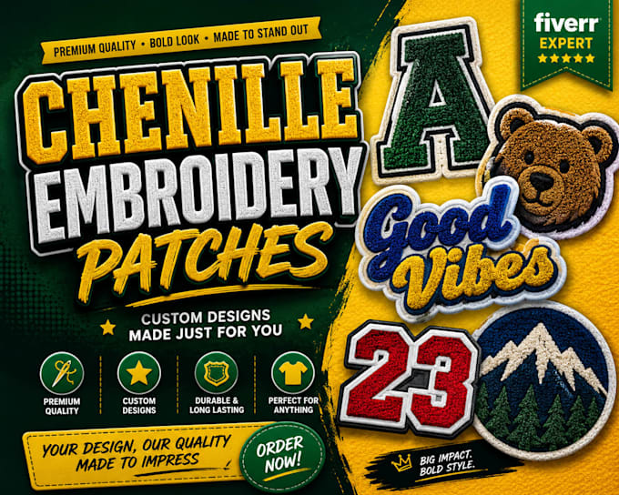 create premium chenille patches with a soft towel embroidery