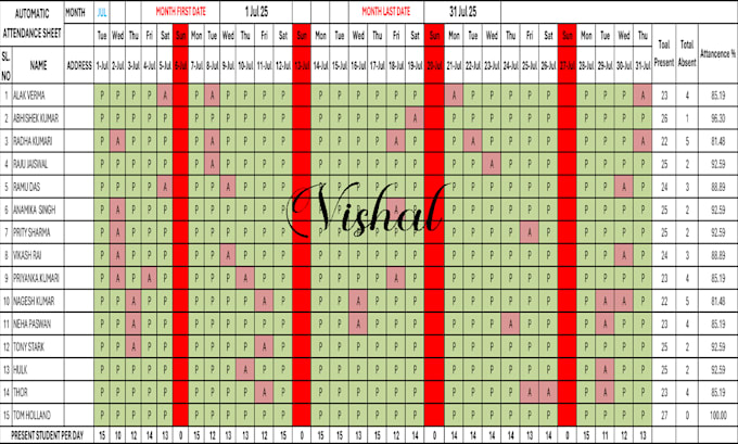 create automatic attendence sheet