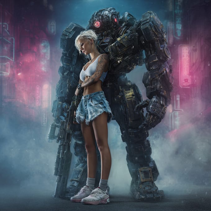 create scifi or cyberpunk character artwork