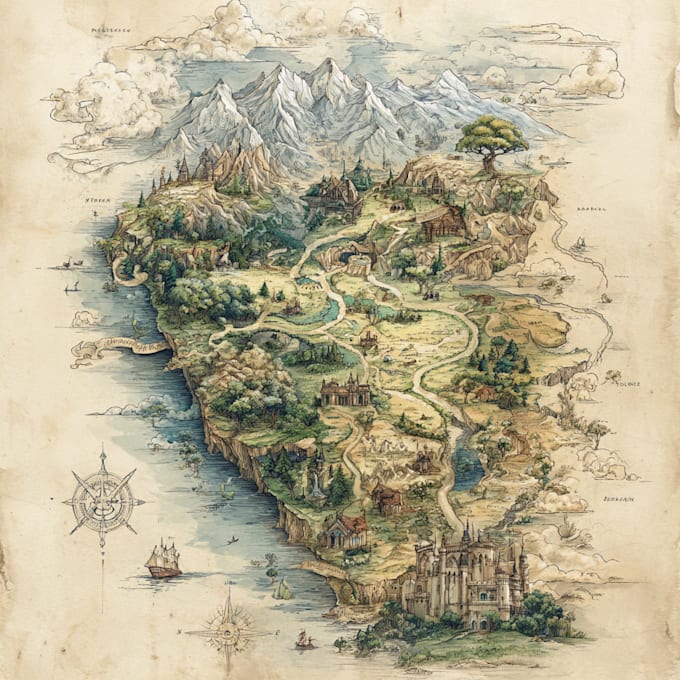 draw fantasy map illustration