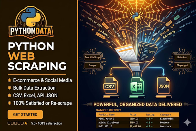scrape any website and deliver clean data in excel or CSV using python