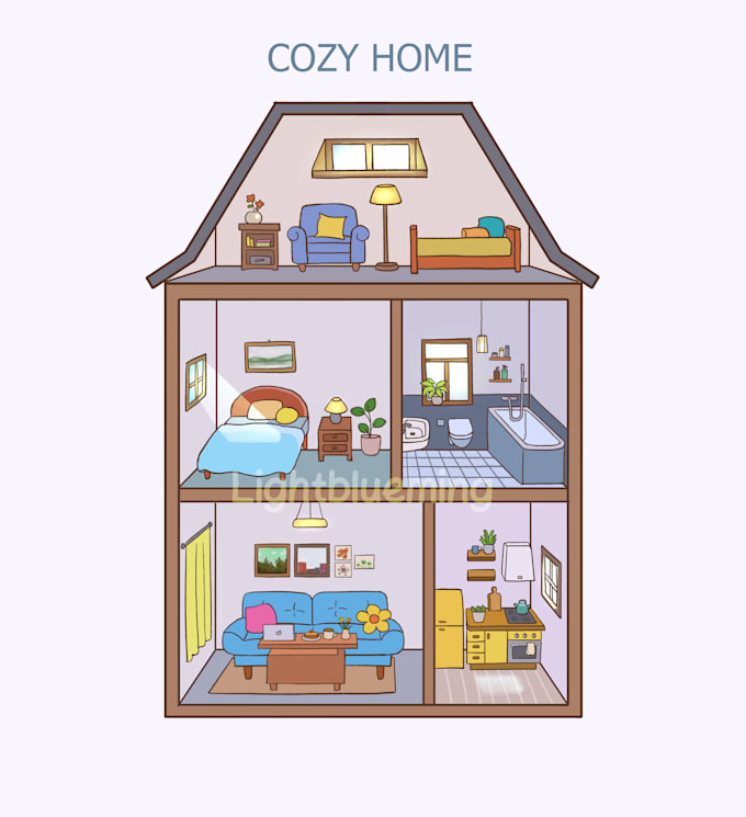 draw house cutaway illustration