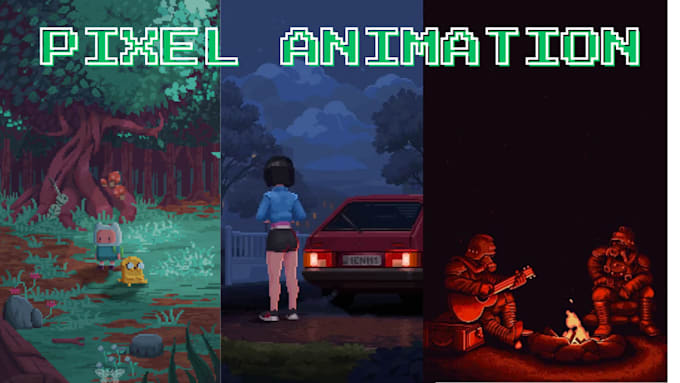 do retro 8bit, 16bit, 32bit pixel art looping lofi animation , animated gif