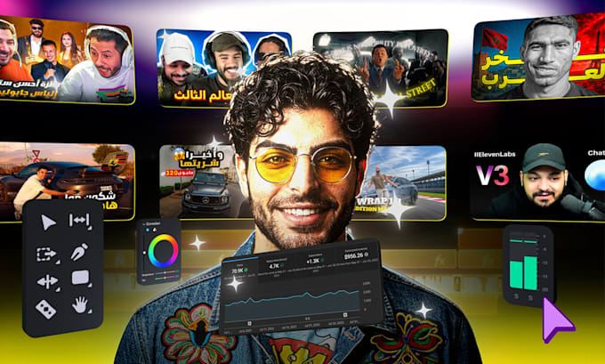 create arabic youtube video editing fast and high quality