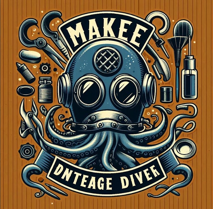 make vintage diver helmet octopush logo