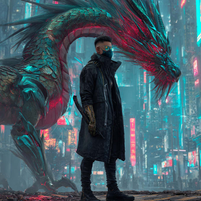 create scifi or cyberpunk character artwork