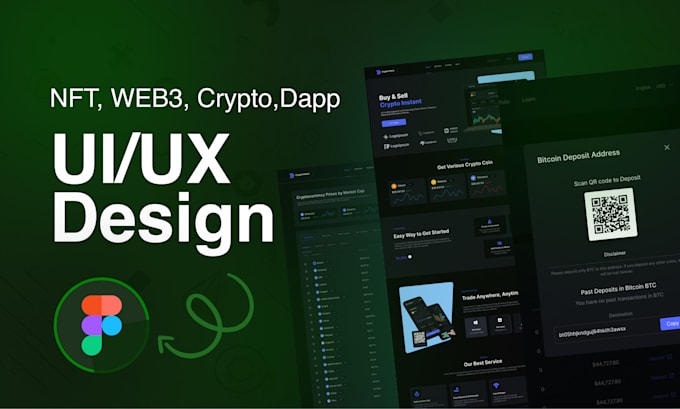 design modern crypto, blockchain, nft, and web3 website UI UX in figma