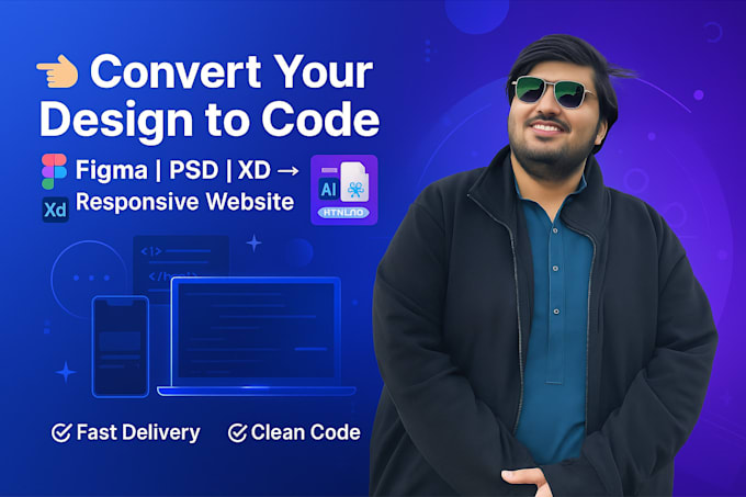 convert figma, PSD, or xd design into responsive website