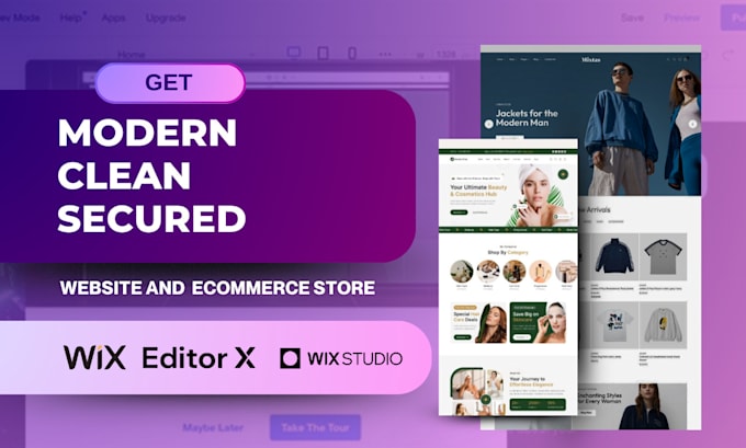Develop modern wix website, wix ecommerce store on editor x, wix studio