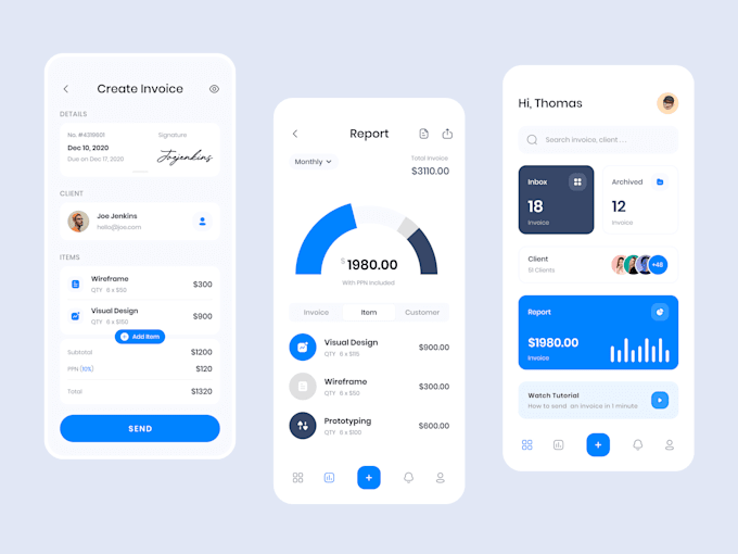 develop invoice app, billing app, accounting app, digital receipts app