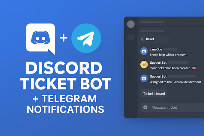 develop a discord ticket system with telegram integration
