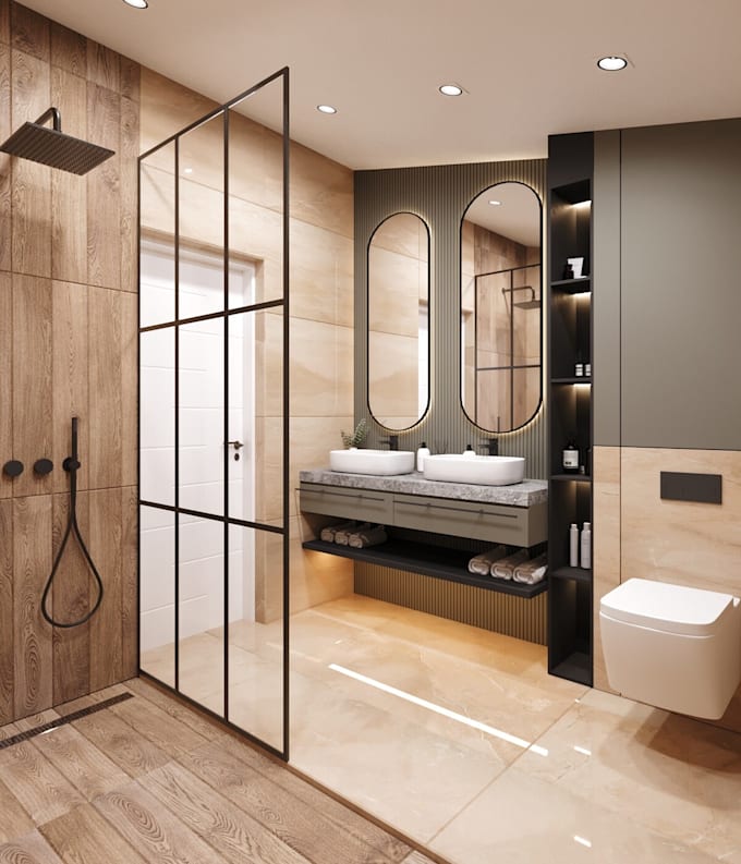 Renovate Modern Bathroom Design walk In Shower Render apartment 