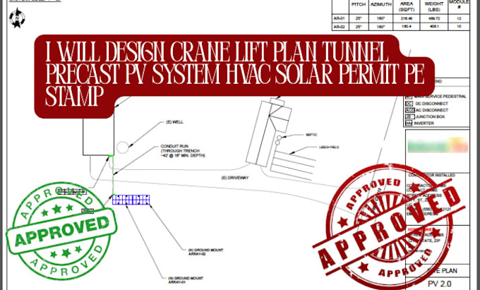 design crane lift plan tunnel precast pv system hvac solar permit pe stamp