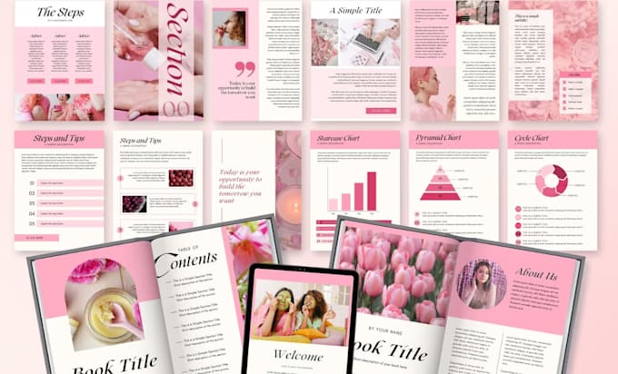 design canva ebook, workbook, leadmagnet, planner, journal layout and formatting