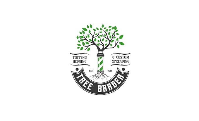 design monogram tree barber new logo