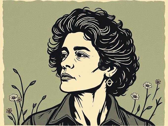 draw a custom portrait in linocut style