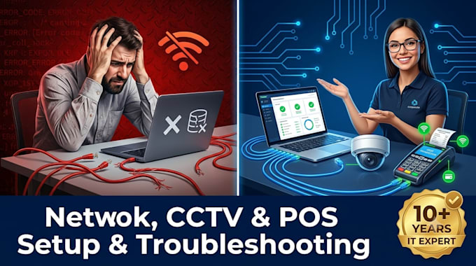 setup or troubleshoot your network cctv pos and printer systems