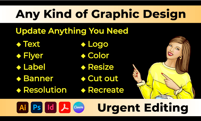 do graphic design, flyer, vector, logo editing, photoshop, illustrator, indesign