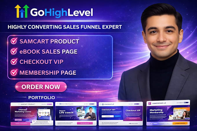 build kajabi, samcart product ebook sales page, checkout VIP membership page