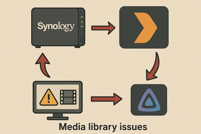 configure any issue on synology plex, jellyfin, scan issue, media library issue