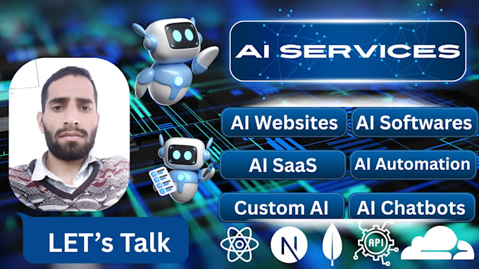 build ai saas apps, ai chatbots, custom ai, ai websites, ai automation softwares