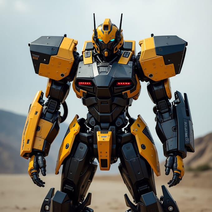 create futuristic mecha robots and pilots cyberpunk