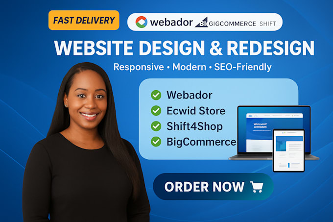 build webador website, ecwid store, shift4shop, bigcommerce, webador redesign