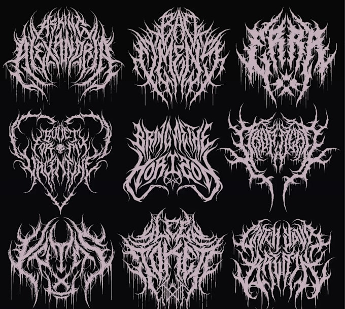 create an evil and sharp deathcore or thrash metal logo