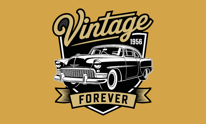 draw classic american car ilustration