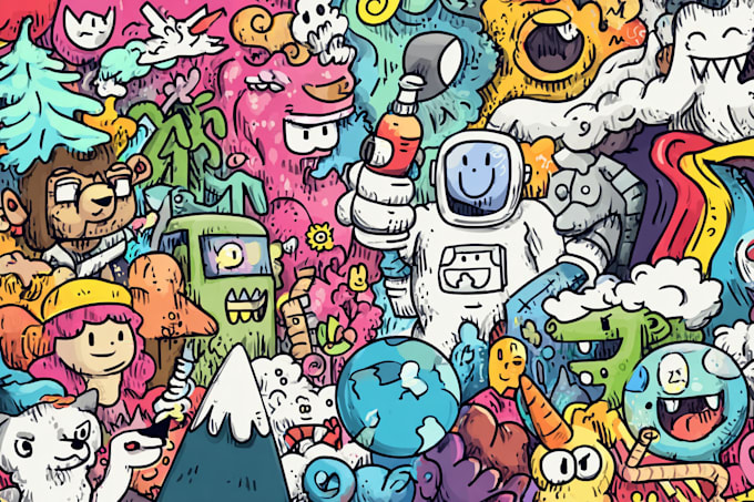 create colorful doodle art illustration