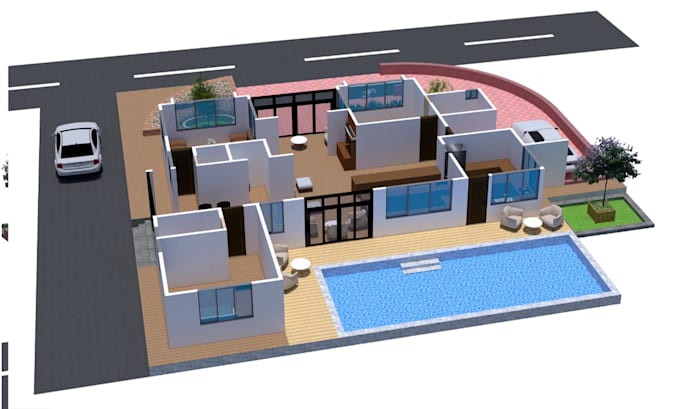 do 2d to 3d floor plan, 3d interior design and rendering