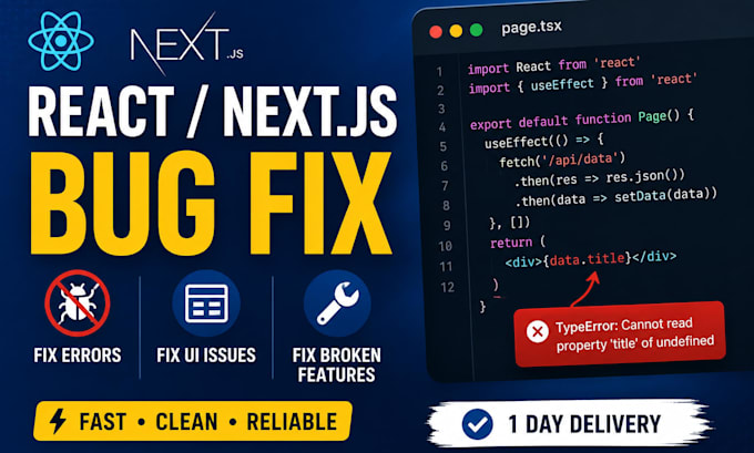 fix react nextjs bugs and frontend errors