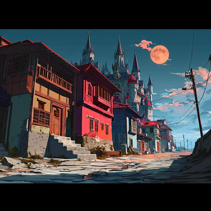 design a anime art with background