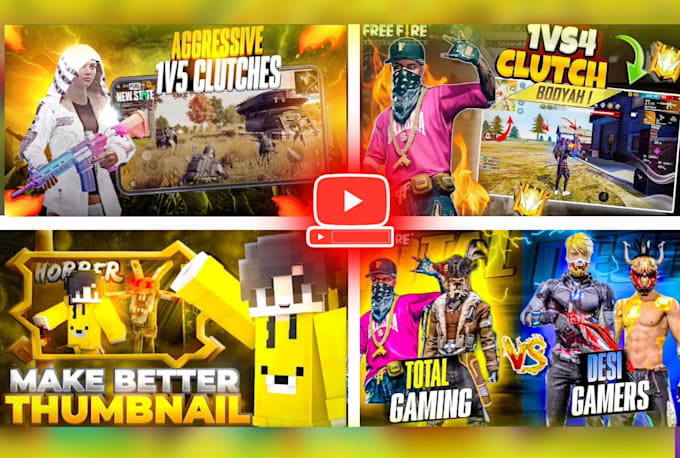make best pubg, free fire, minecraft thumbnails in just 4hrs