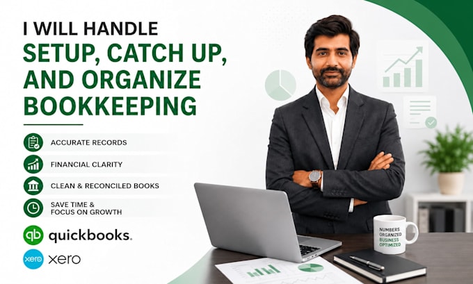 handle setup, catch up, and organize bookkeeping using quickbooks, xero, zoho