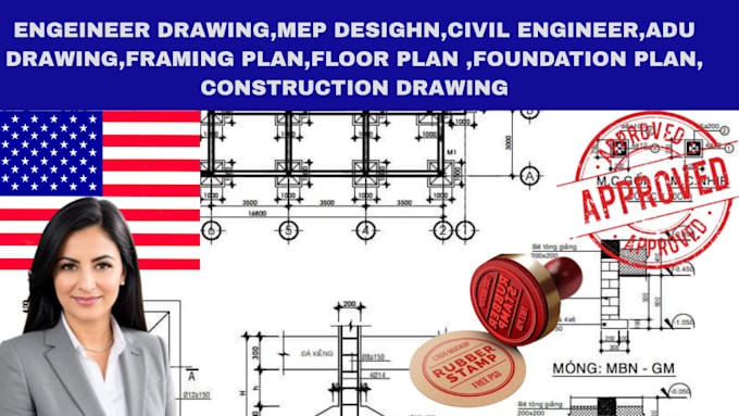 Architectural drawing stamp city permit floor plan mep engineering ...